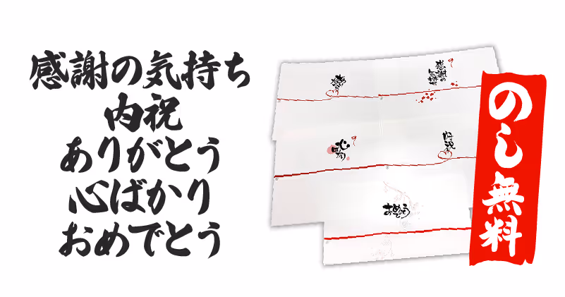 のし5種類の見本（御祝・御礼・御中元・御歳暮・無地）